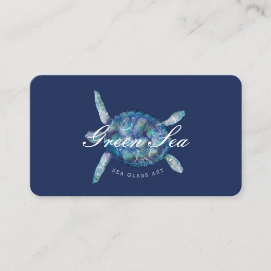ビューティフルスイミング海ウミガメイラストレーション 名刺 (正面)