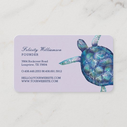 ビューティフルスイミング海ウミガメイラストレーション 名刺 (裏面)