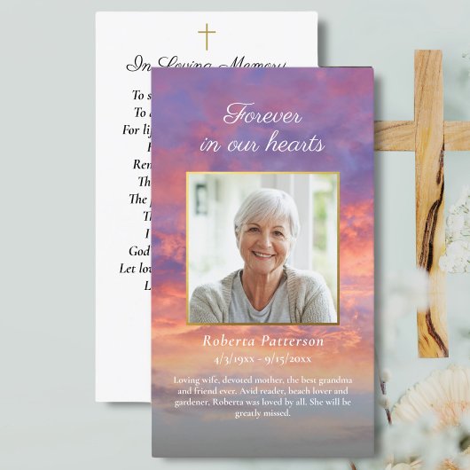 ビューティフルスカイサンセット葬儀記念祈りの言葉カード 名刺