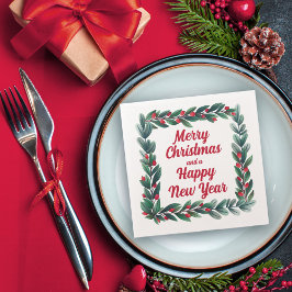 ビューティフルスクエアリースメリークリスマス スタンダードカクテルナプキン