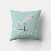 ビューティフルスノーイエグレットビーチ |枕 クッション (裏面)