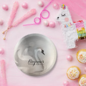 ビューティフルスワンシルバーシックエレガントパーティー ペーパープレート (パーティー)