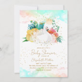 ビューティフルスワンベビーガールシャワー招待状 招待状 (正面)