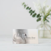 ビューティフルスワンホワイト&シルバーエレガントカスタムシック 名刺 (スタンド正面)