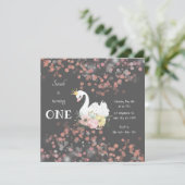 ビューティフルスワン誕生日カード招待状 招待状 (スタンド正面)