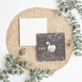 ビューティフルスワン誕生日カード招待状 招待状