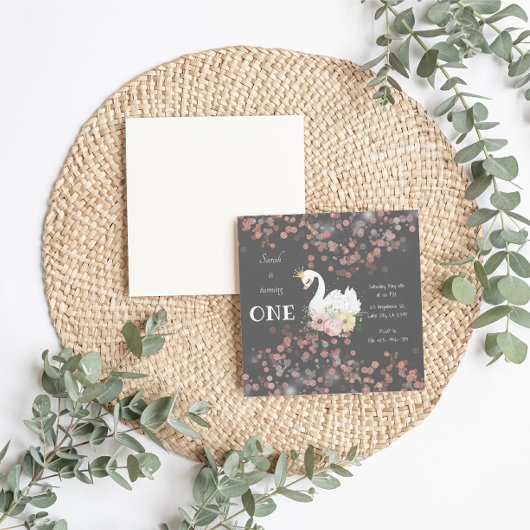 ビューティフルスワン誕生日カード招待状 招待状