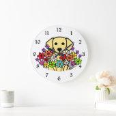ビューティフルソウルイエローラブラドールイラストレーション ラージ壁時計 (ホーム)