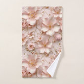 ビューティフルソフトピンクパステルフローラ バスタオルセット (ハンドタオル)