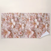 ビューティフルソフトピンクパステルフローラ ビーチタオル (正面)