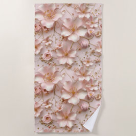 ビューティフルソフトピンクパステルフローラ ビーチタオル