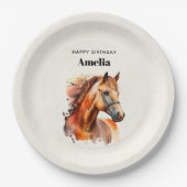 ビューティフルソレルホースポートレート誕生日 ペーパープレート (正面)