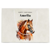 ビューティフルソレルホースポートレート誕生日 ラージペーパーバッグ (正面)