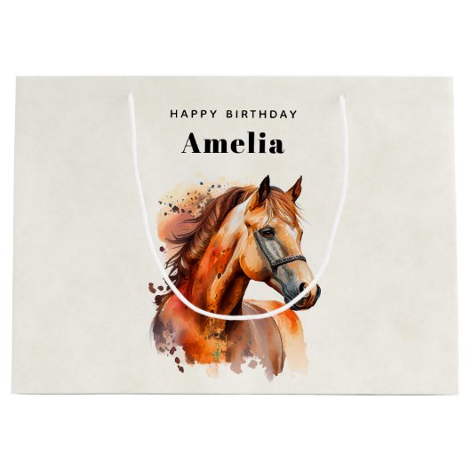 ビューティフルソレルホースポートレート誕生日 ラージペーパーバッグ (正面)