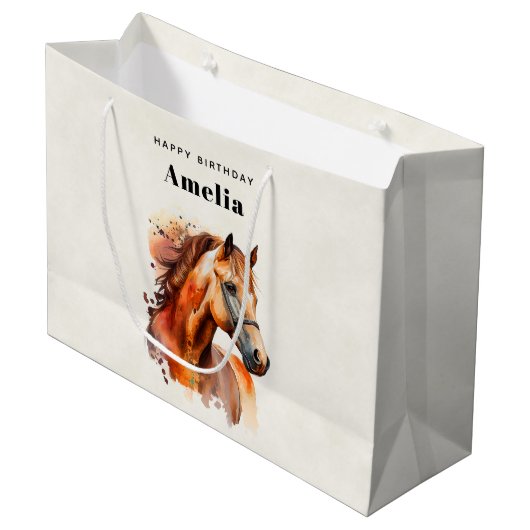 ビューティフルソレルホースポートレート誕生日 ラージペーパーバッグ (正面アングル)