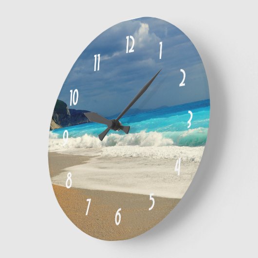 ビューティフルターコイズ海熱帯写真 ラージ壁時計 (傾斜)