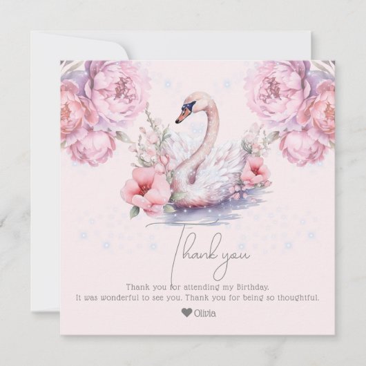 ビューティフルダスティピンクバレリーナ誕生日 サンキューカード (正面)