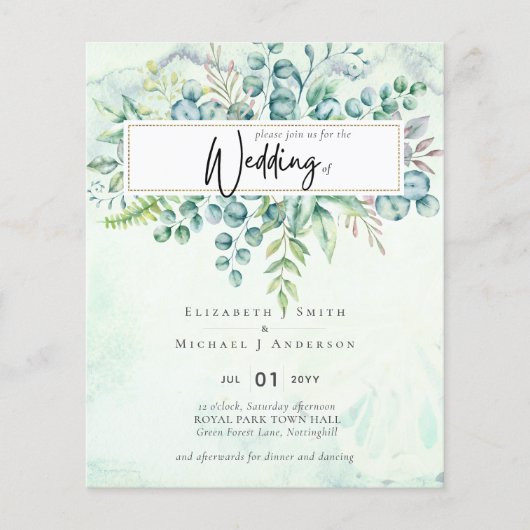 ビューティフルダスティージュユーカリプトゥスバジェット招待状 (正面)