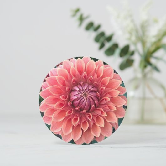 ビューティフルダリアハッピーバースデーカスタム文字サークル カード (スタンド正面)