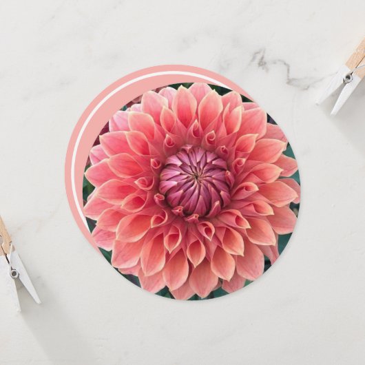 ビューティフルダリアハッピーバースデーカスタム文字サークル カード (正面/裏面インサイチュ)