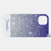 ビューティフルダークブルーパープルグリッターグラデーションiPhone Ca Case-Mate iPhoneケース (裏面 (横))