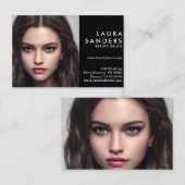 ビューティフルダークヘアガール美しいサロン エレガント 名刺 (正面/裏面)