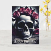 ビューティフルダーク&ゴシックバラスカル誕生日カード カード (黄色い花)