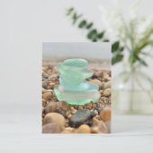 ビューティフルティール(緑がかった色)シーグラ考えるスビーチズオブユーカード ポストカード (スタンド正面)