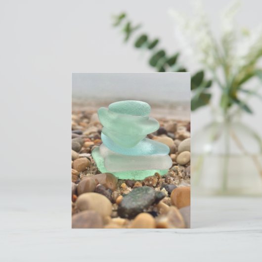 ビューティフルティール(緑がかった色)シーグラ考えるスビーチズオブユーカード ポストカード (スタンド正面)