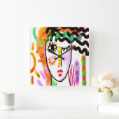 ビューティフルデイオリジナル抽象芸術アート スクエア壁時計 (ホーム)