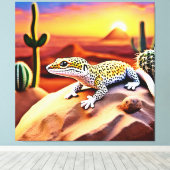 ビューティフルデザートヒョウGeckoデザイン キャンバスプリント (インサイチュ (ウッドフロア))