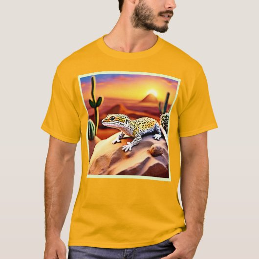 ビューティフルデザートヒョウGeckoデザイン Tシャツ (正面)