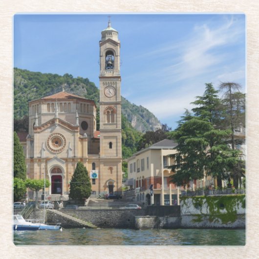 ビューティフルトレメッゾレイクコモイタリア ガラスコースター (正面)