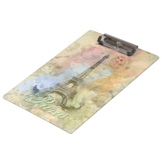 ビューティフルトレンディーガーリーヴィンテージエッフェルタワーフランス クリップボード (アングル)