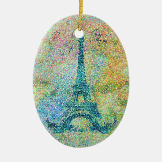 ビューティフルトレンディーガーリーヴィンテージエッフェルタワーフランス セラミックオーナメント (正面)