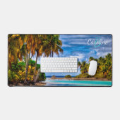 ビューティフルトロピカルアイランドビーチ海シースケープ デスクマット (キーボード&マウス)