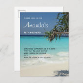 ビューティフルトロピカルビーチ海パラダイス誕生日 インビテーションポストカード (正面/裏面)