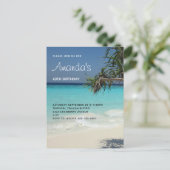 ビューティフルトロピカルビーチ海パラダイス誕生日 インビテーションポストカード (スタンド正面)