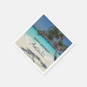 ビューティフルトロピカルビーチ海パラダイス誕生日 スタンダードカクテルナプキン (角)