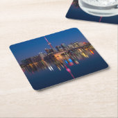 ビューティフルトロントカナダ夕べスカイライン スクエアペーパーコースター (アングル)