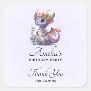 ビューティフルドラゴンエレガントウィズクラウン誕生日 スクエアシール
