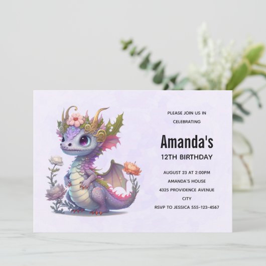 ビューティフルドラゴンエレガントウィズクラウン誕生日 招待状 (スタンド正面)