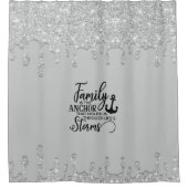 ビューティフルドリッピンググリッターファミリー引用文 シャワーカーテン (正面)