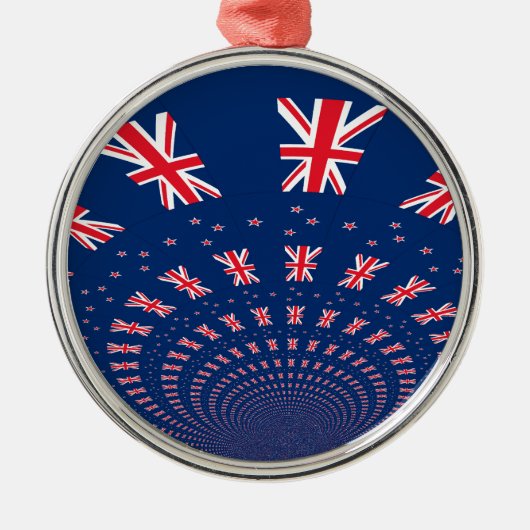 ビューティフルニュージーランドフラッグアートプリントデザイン メタルオーナメント (正面)