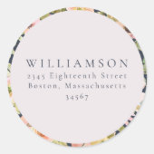 ビューティフルネイビーブルー結婚フローラ差出人住所 ラウンドシール (正面)