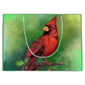 ビューティフルノーザンレッド（鳥）ショウジョウコウカンチョウ絵画バードズ ラージペーパーバッグ (正面)