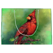 ビューティフルノーザンレッド（鳥）ショウジョウコウカンチョウ絵画バードズ ラージペーパーバッグ (裏面)