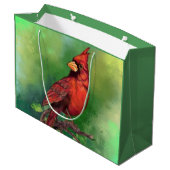 ビューティフルノーザンレッド（鳥）ショウジョウコウカンチョウ絵画バードズ ラージペーパーバッグ (裏面アングル)