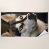 ビューティフルハスキー装飾用クッション ビーチタオル (正面)