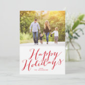 ビューティフルハッピーホリデーズレタリングラベルフォトカード シーズンカード (スタンド正面)